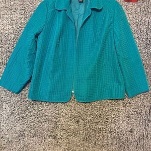 Women's 1X Aqua Teal Sleeveless Button Casual Jacket